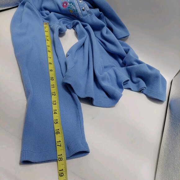 Woman Within Thermal Shirt Size 2X Blue Embroidered Long Sleeve - Picture 4 of 6